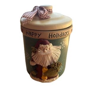 Vintage Joie De Vivre Spaghetti Art Santa Claus Ceramic Cookie Jar